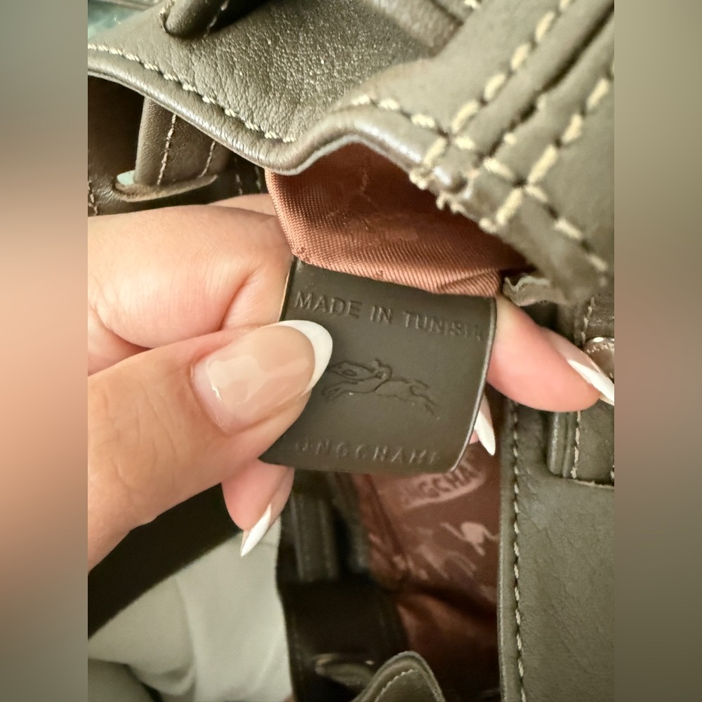 New Longchamp li pliage cuir xs backpack olive green - Picture 7 of 9